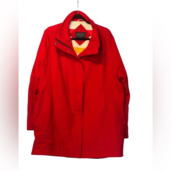Pendleton Womens Cascade Wool Coat Red Button Zip Peacoat Jacket Plus Size XXL - Picture 1 of 6